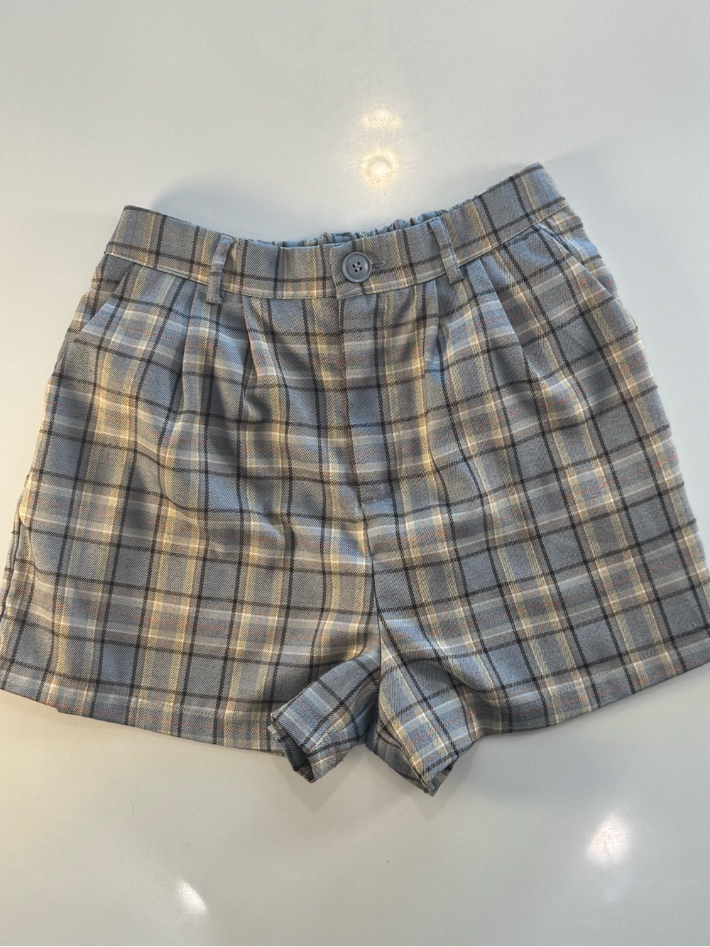 Full Tilt Gray Plaid High-Rise Women’s Shorts